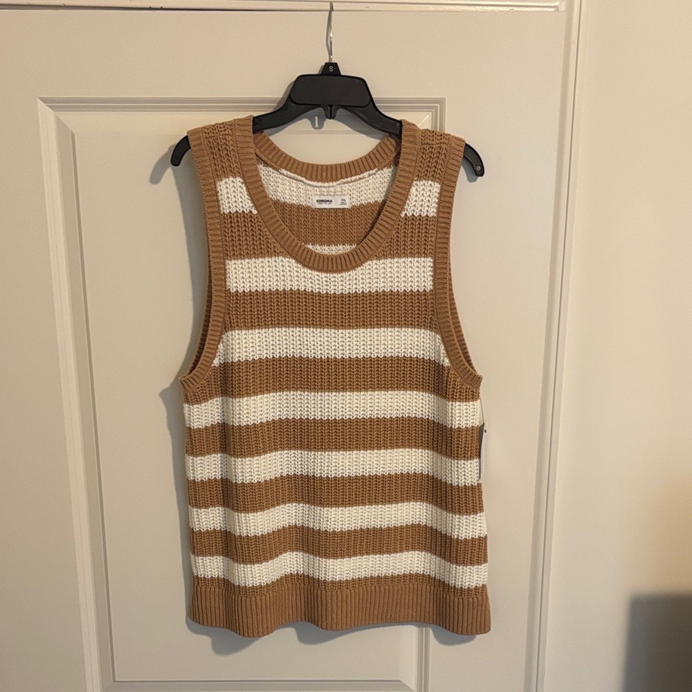 Sonoma Brown and White Knit Top